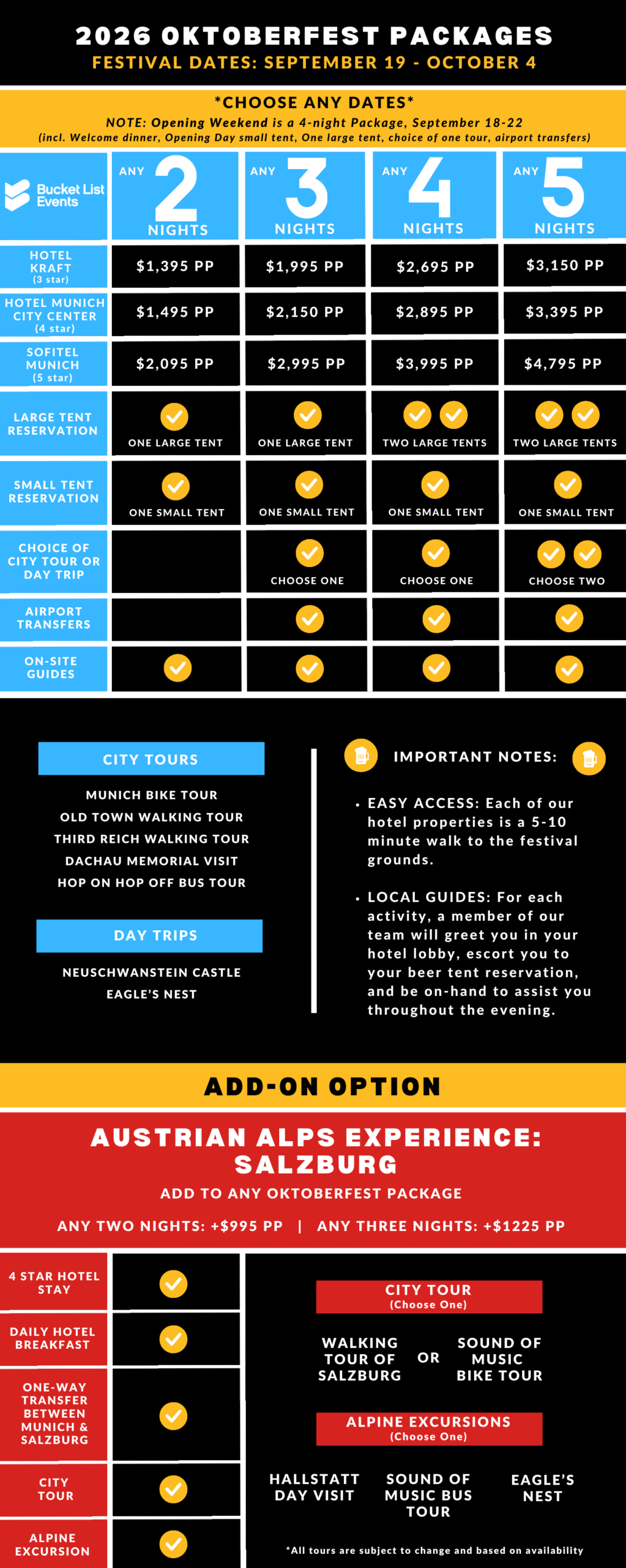 2026 Oktoberfest Package Pricing
