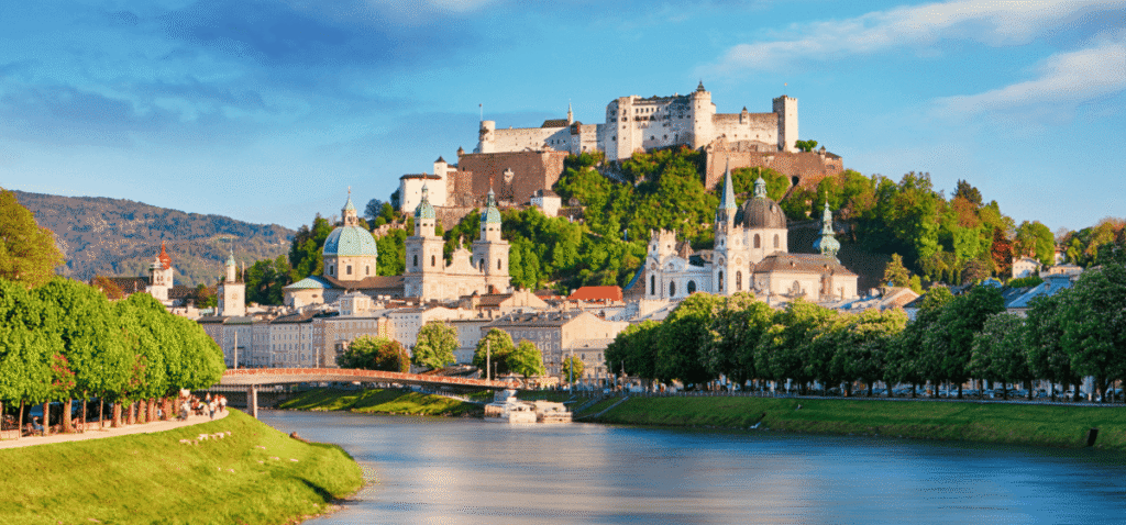 Salzach River downtown Salzburg